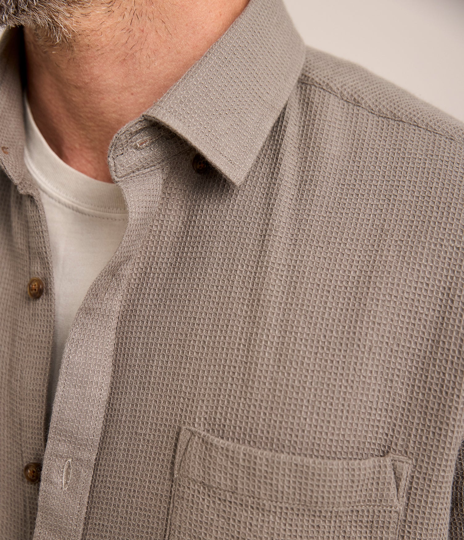 Camisa Hombre Waffle Manga Larga Verde Matias
