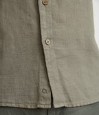 Camisa Hombre Lino Manga Corta Verde Waffle