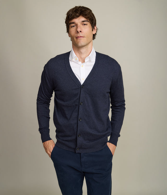 Cardigan Hombre Algodón Merino Balmai Azul Marino