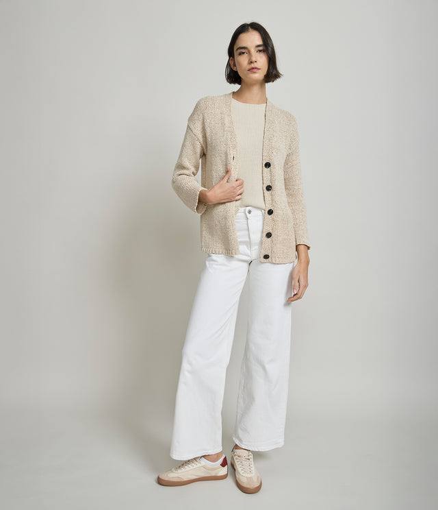Cardigan Mujer Cinta Ecru