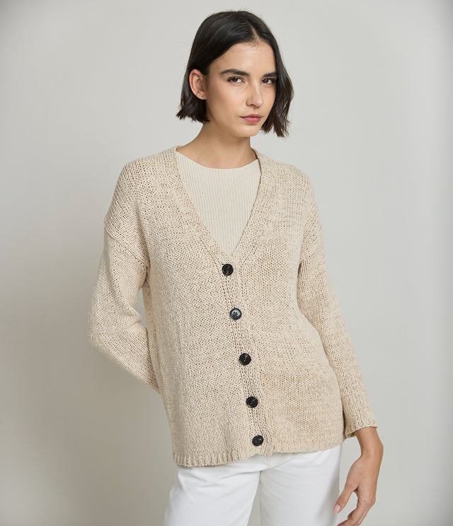 Cardigan Mujer Cinta Ecru