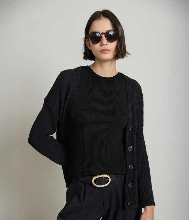 Cardigan Mujer Cinta Negro