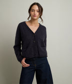 Cárdigan Mujer Mohair Lana Mia Morado Melange