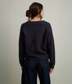 Cárdigan Mujer Mohair Lana Mia Morado Melange