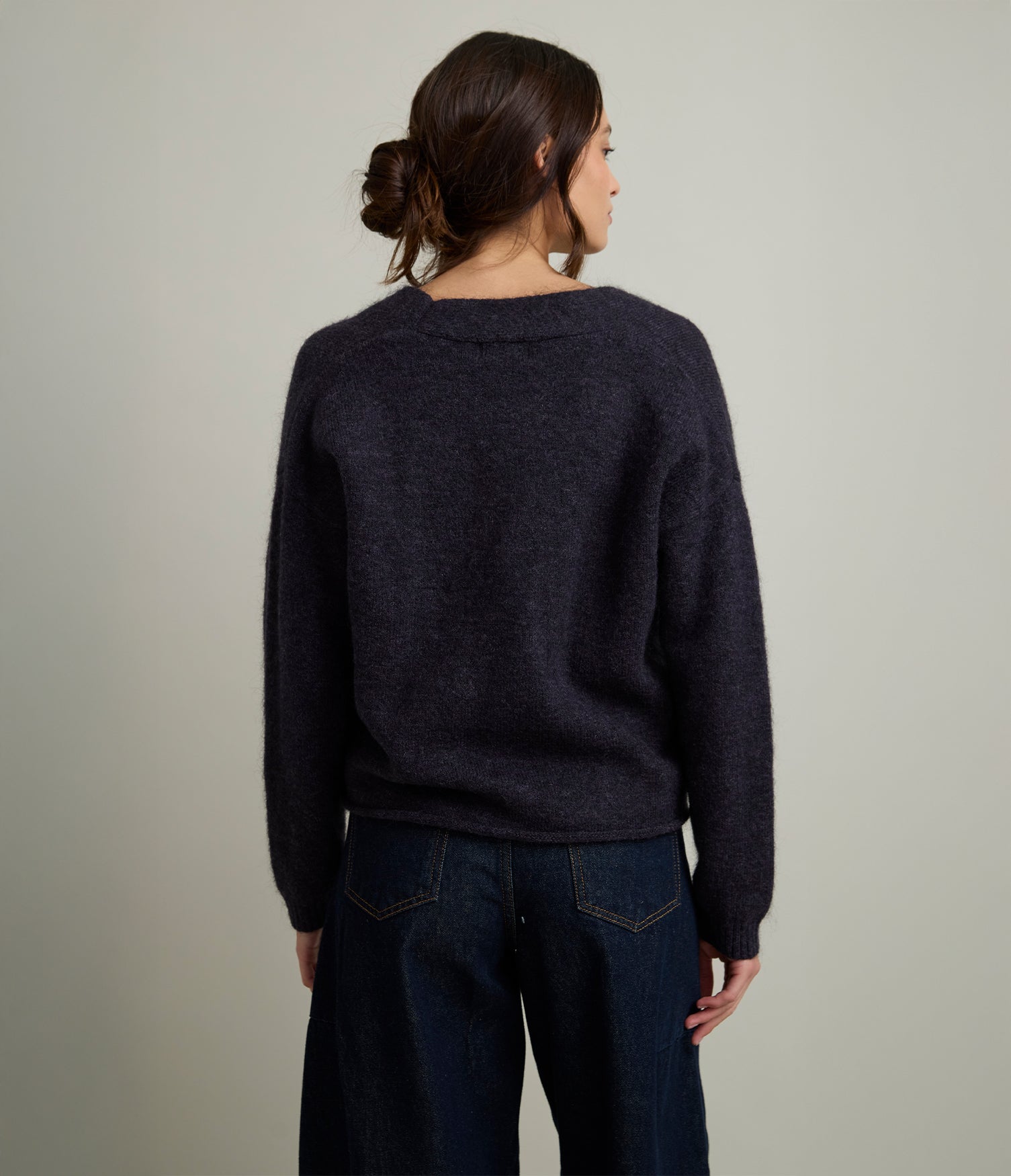 Cárdigan Mujer Mohair Lana Mia Morado Melange