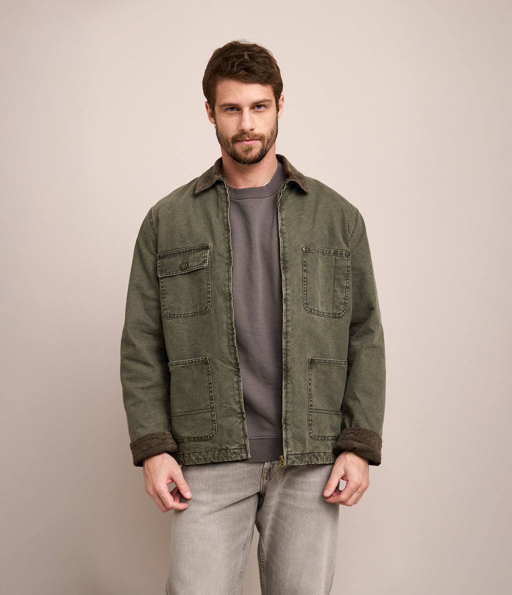 Chaqueta Hombre Canvas Verde Scott