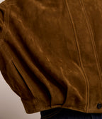 Chaqueta Mujer 100% Cuero Gamuza Bomber Beige