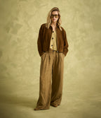Chaqueta Mujer 100% Cuero Gamuza Bomber Beige
