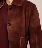 Chaqueta Mujer 100% Cuero Gamuza Lina Burdeo