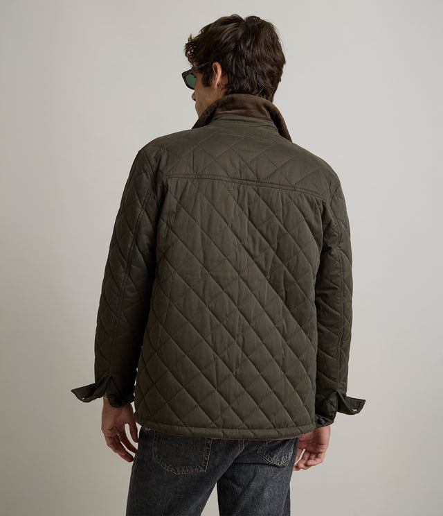 Parka Hombre Quilted Abotonada Verde Oscuro