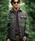 Parka Hombre Quilted Abotonada Verde Oscuro