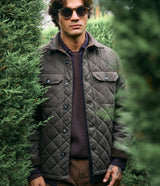 Parka Hombre Quilted Abotonada Verde Oscuro