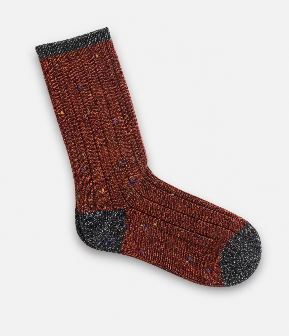 Calcetín Hombre Lana Merino-Alpaca Naranjo/Negro