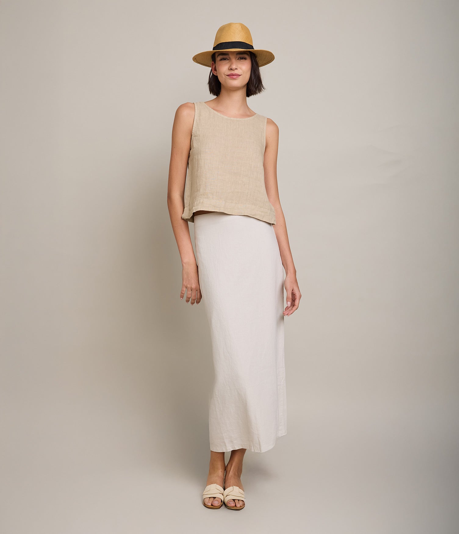 Falda Mujer 100% Lino Bologna Larga Arena