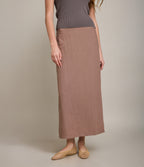 Falda Mujer 100% Lino Bologna Larga Terracota