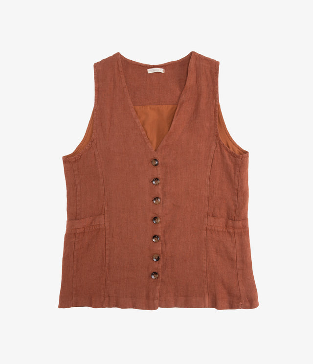 Guillete Mujer 100% Lino italiano Fiore Terracota