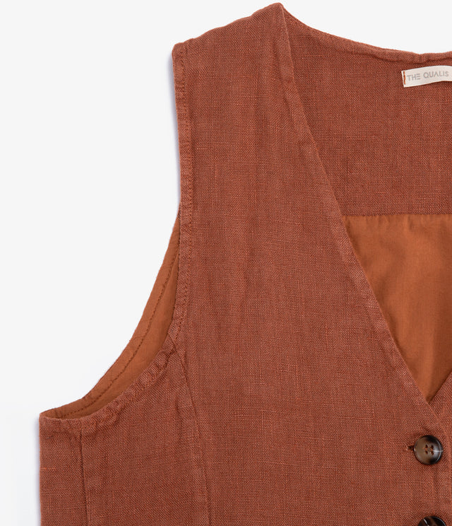 Guillete Mujer 100% Lino italiano Fiore Terracota