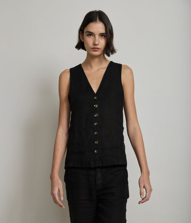 Guillete Mujer 100% Lino italiano Fiore Negro