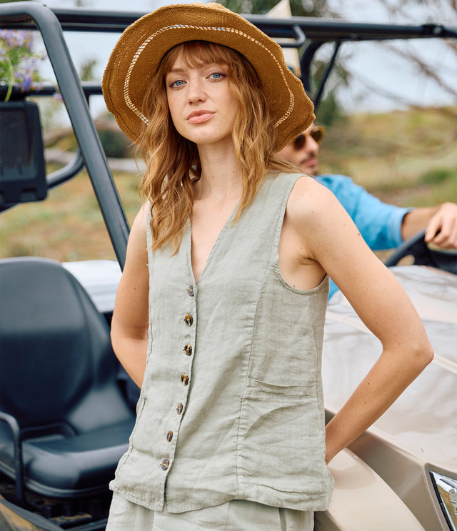 Guillete Mujer 100% Lino Firenze Salvia