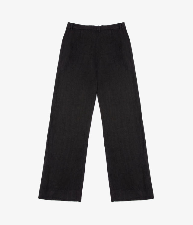 Pantalón Mujer 100% Lino italiano Fiore Negro
