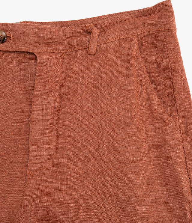 Pantalón Mujer 100% Lino italiano Fiore Terracota