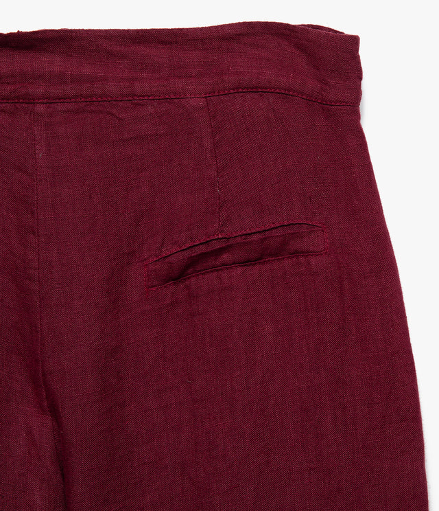 Pantalón Mujer 100% Lino Firenze Burdeo