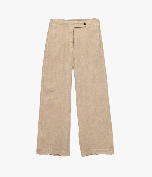 Pantalón Mujer 100% Lino Firenze Beige