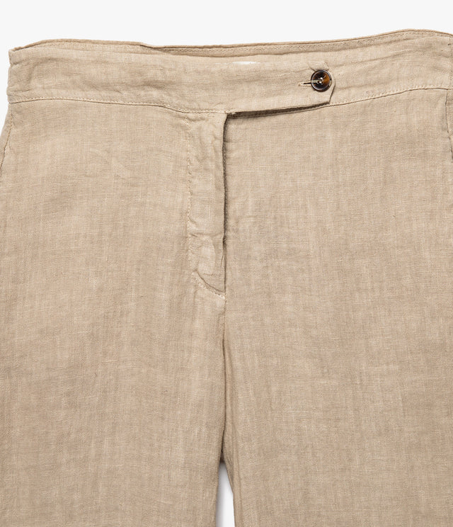 Pantalón Mujer 100% Lino Firenze Beige