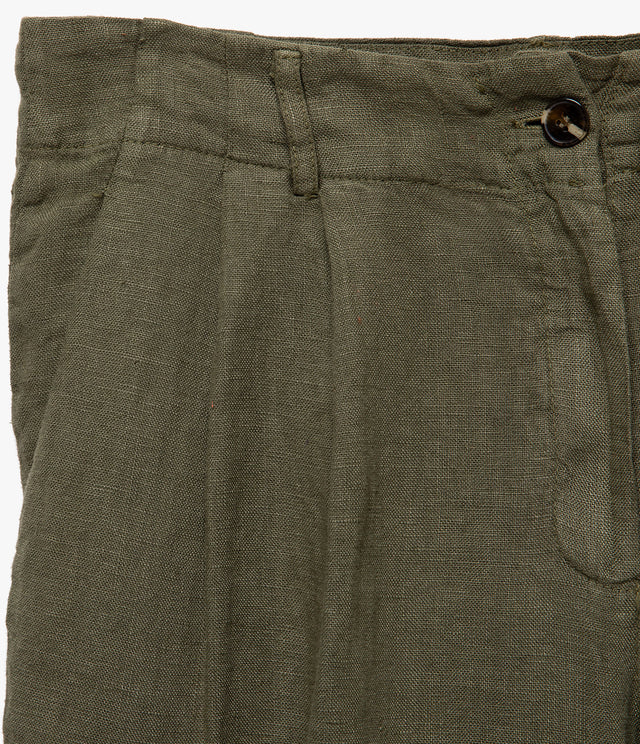 Pantalón Baggy Mujer 100% Lino Firenze Verde