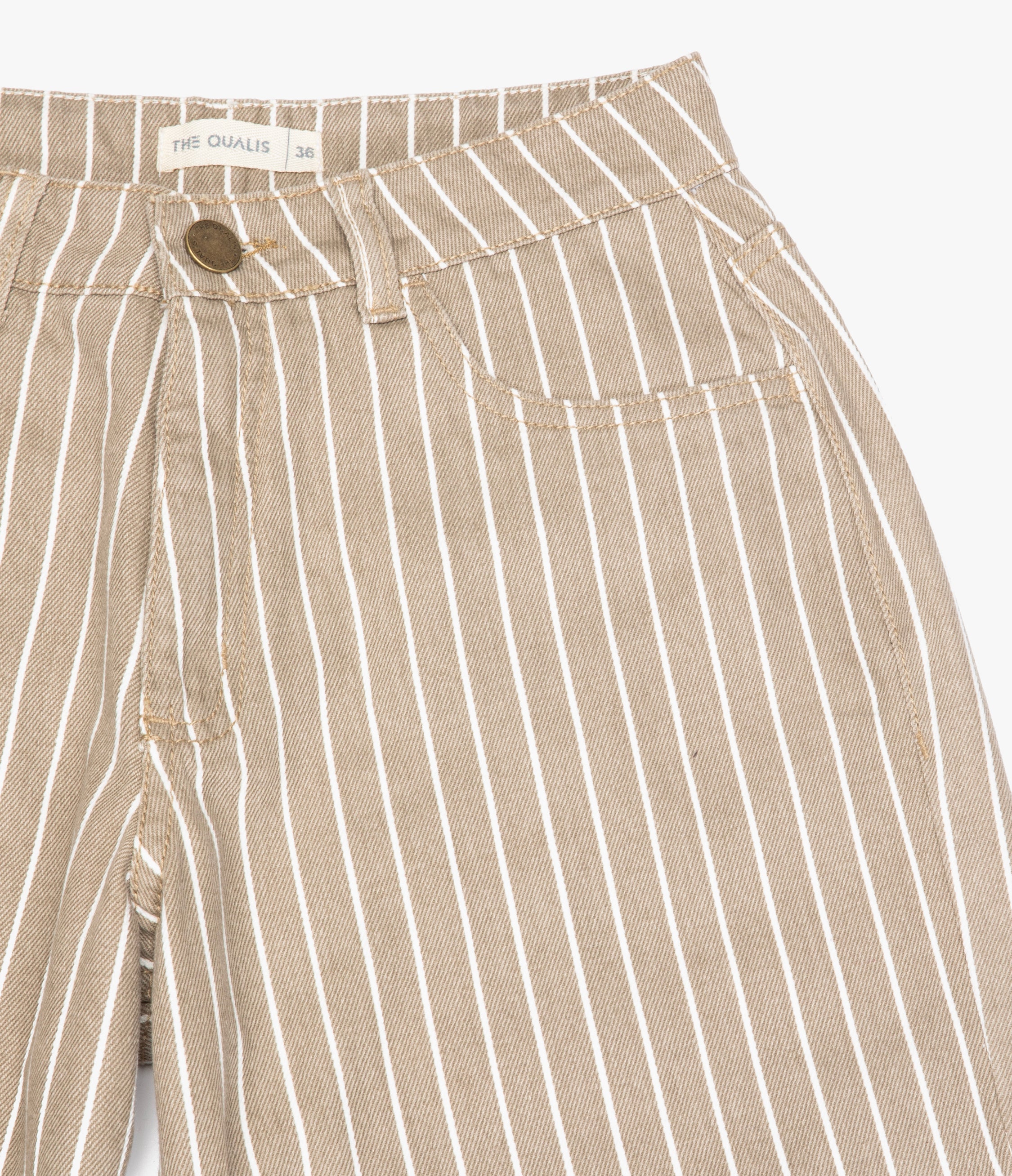 Pantalón Mujer Denim 100% Algodón Rayado Beige