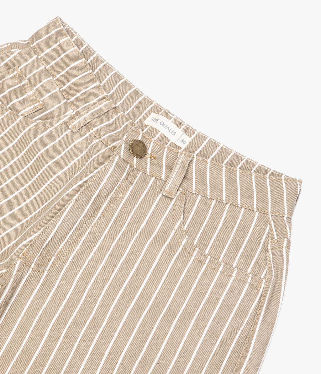 Pantalón Mujer Denim 100% Algodón Rayado Beige