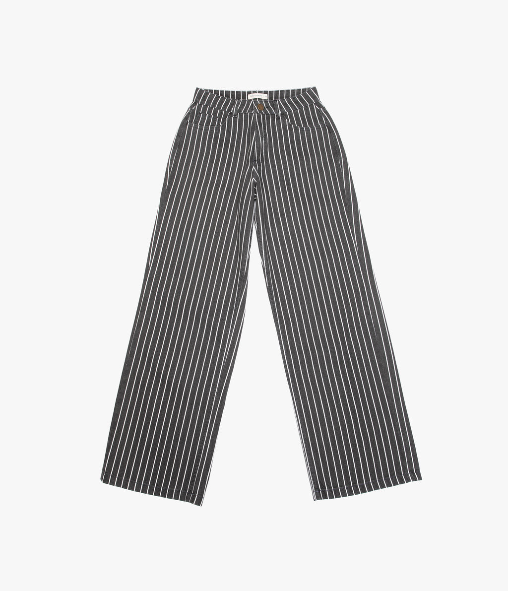 Pantalón Mujer Denim 100% Algodón Rayado Gris Marengo