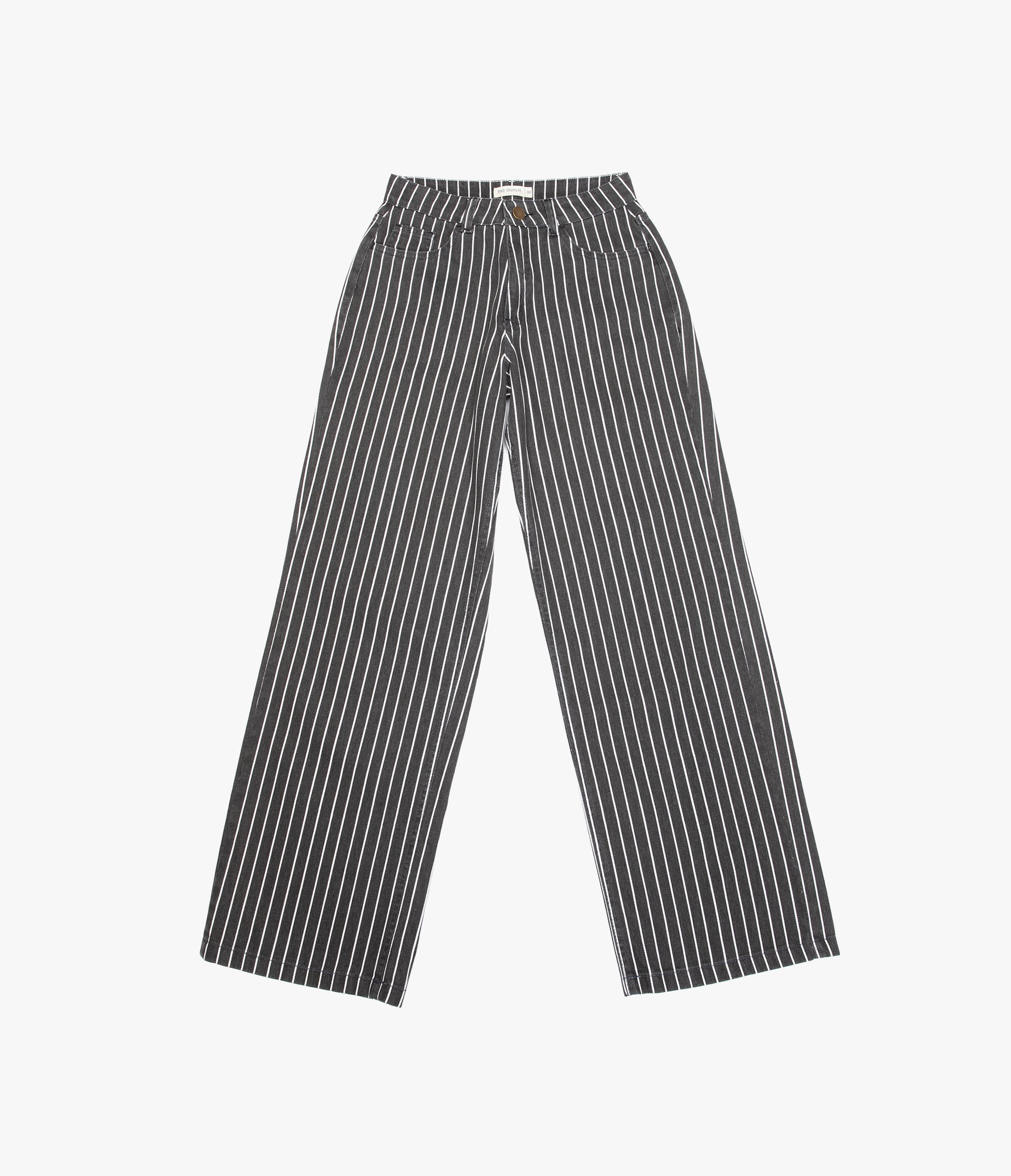 Pantalón Mujer Denim 100% Algodón Rayado Gris Marengo