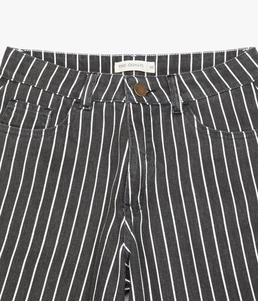 Pantalón Mujer Denim 100% Algodón Rayado Gris Marengo