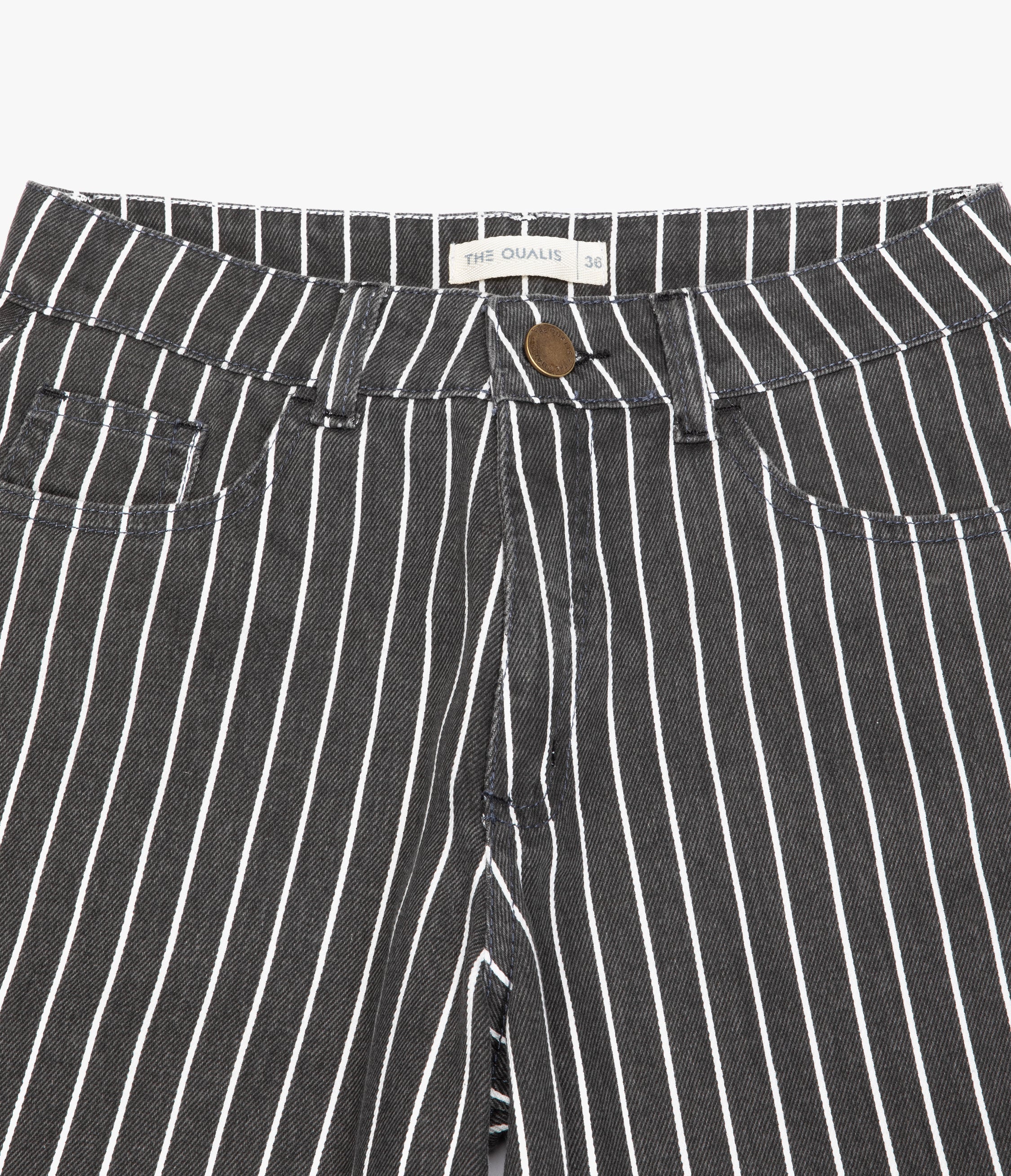 Pantalón Mujer Denim 100% Algodón Rayado Gris Marengo