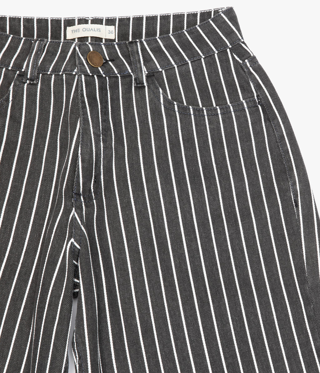 Pantalón Mujer Denim 100% Algodón Rayado Gris Marengo