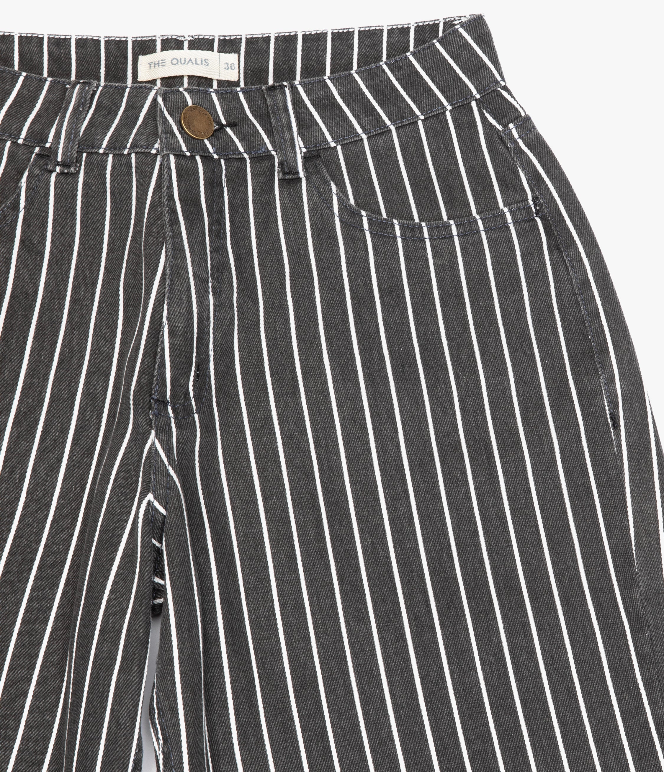 Pantalón Mujer Denim 100% Algodón Rayado Gris Marengo