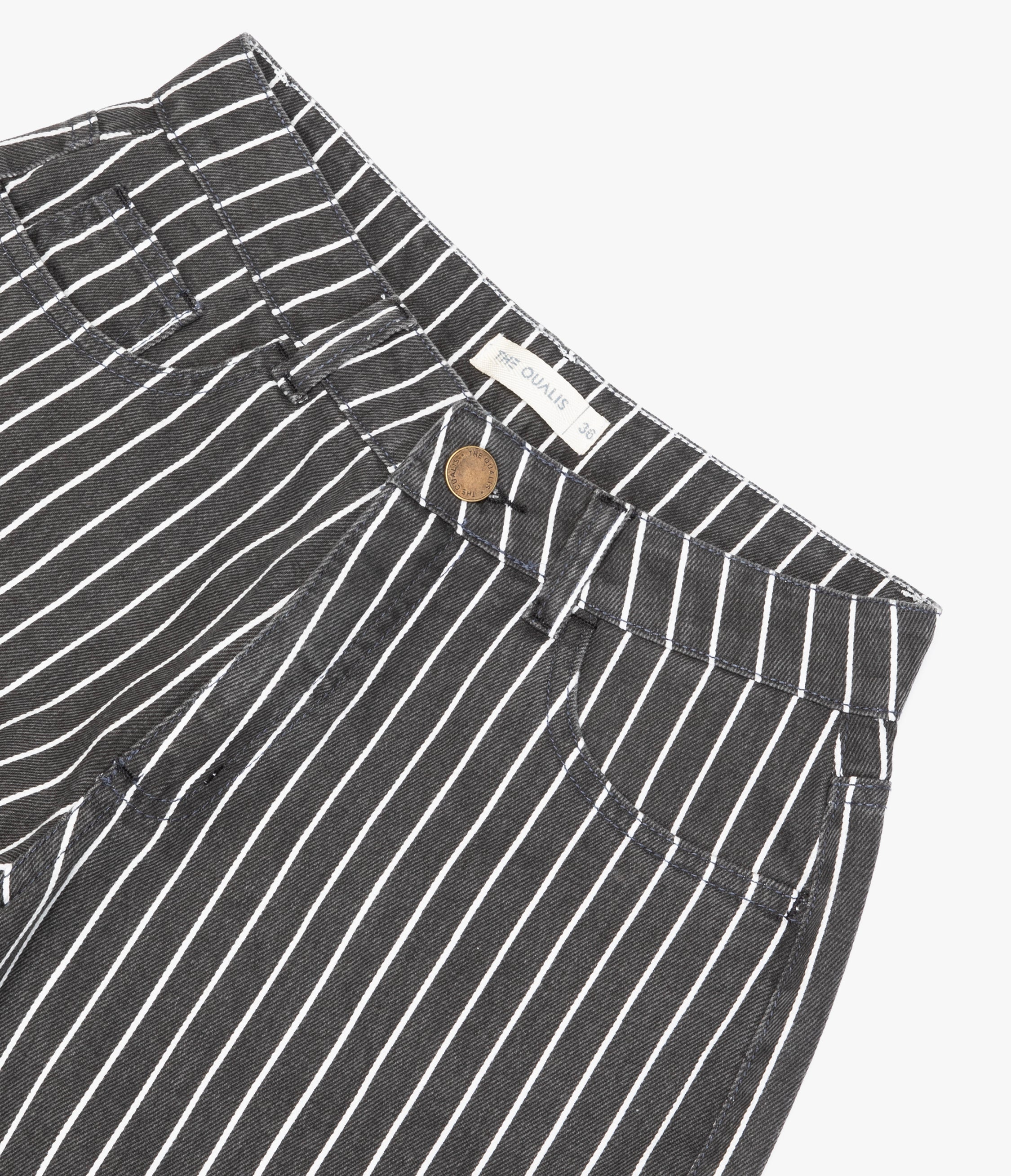 Pantalón Mujer Denim 100% Algodón Rayado Gris Marengo