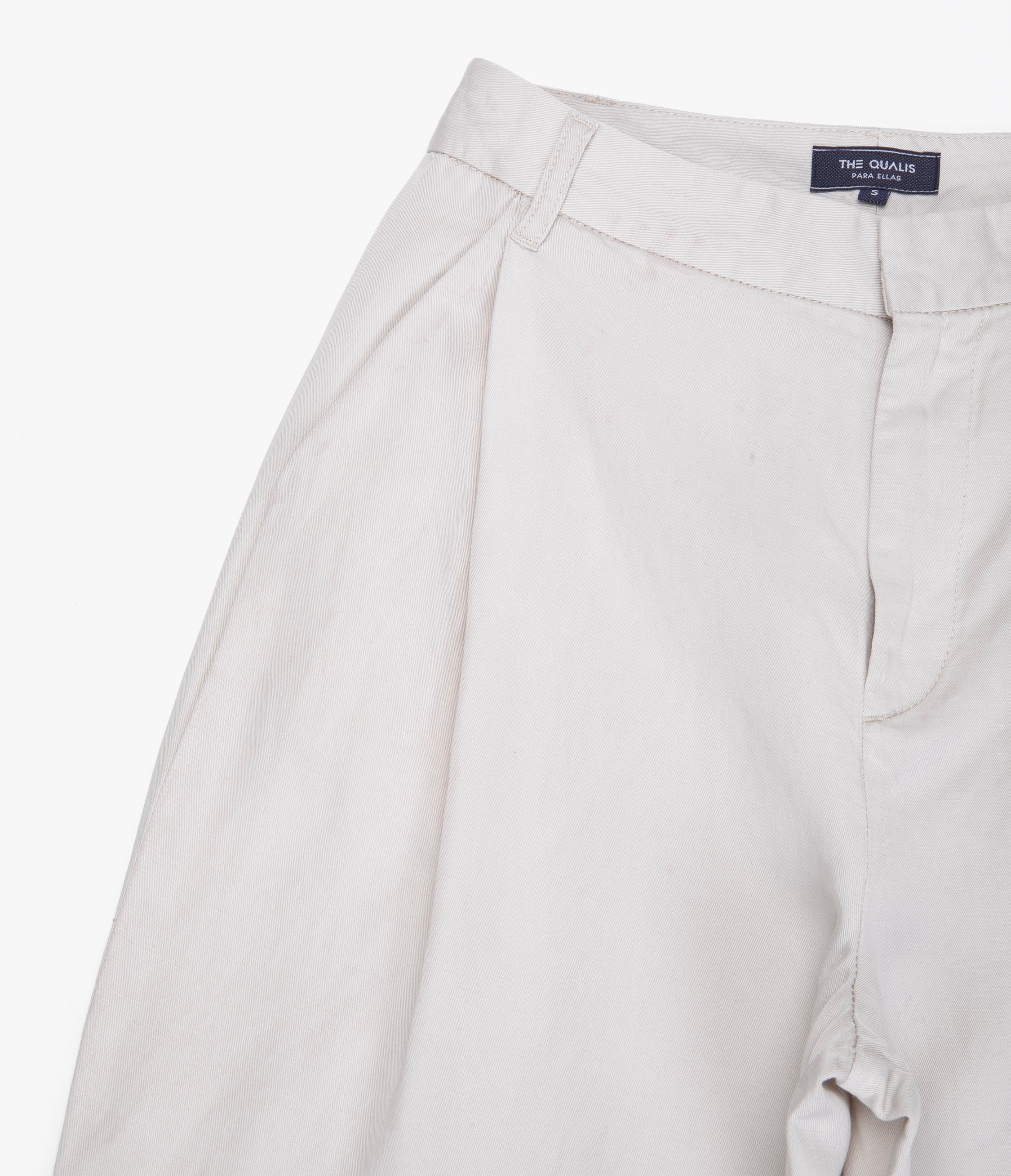Pantalón Mujer Sastrero Lyocell Lino Elena Ecru
