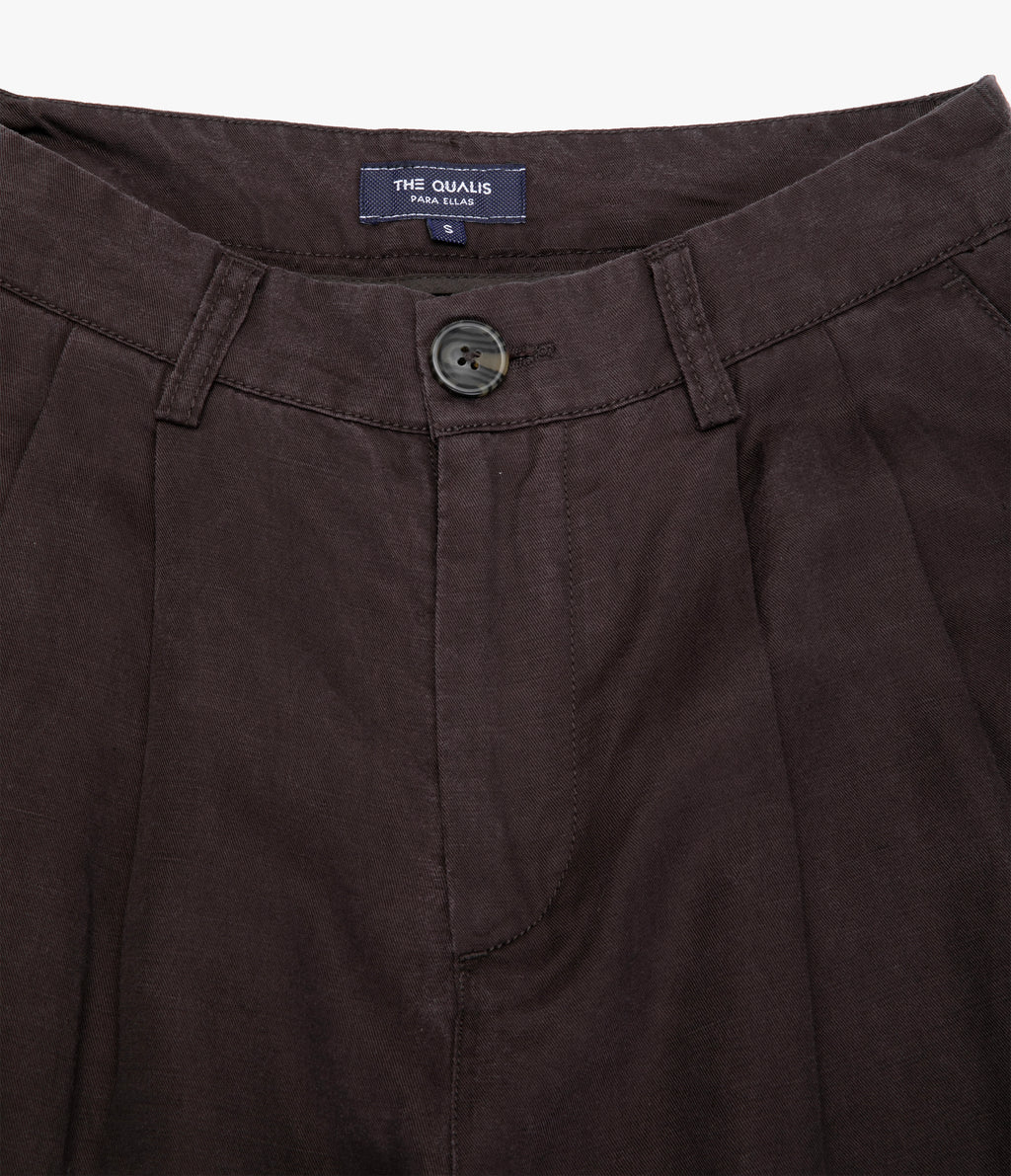 Pantalón Mujer Sastrero Lyocell Lino Alana Café Chocolate