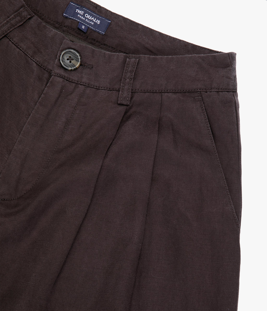 Pantalón Mujer Sastrero Lyocell Lino Alana Café Chocolate