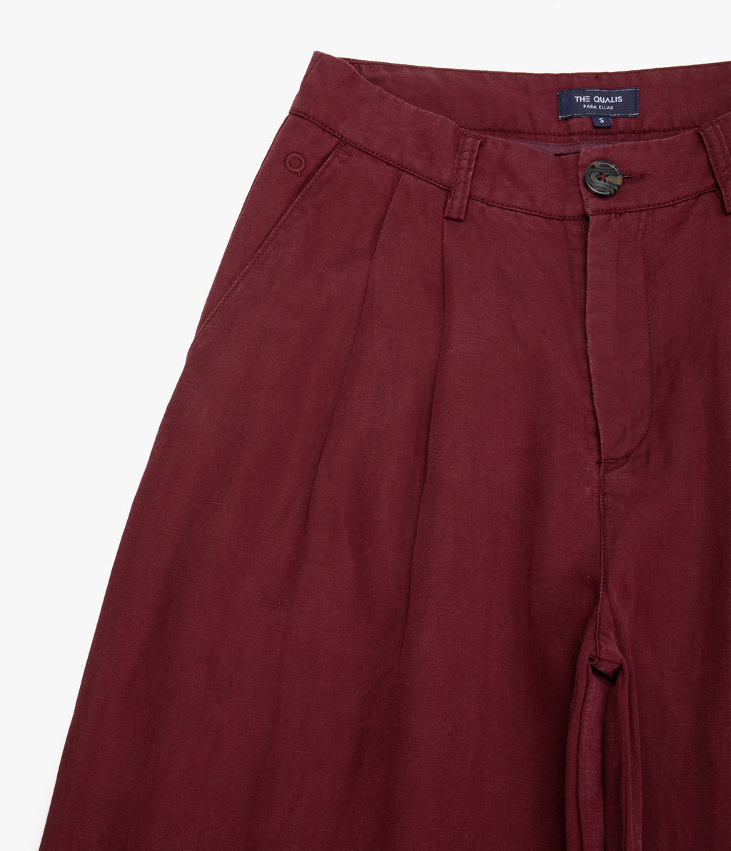 Pantalón Mujer Sastrero Lyocell Lino Alana Burdeo