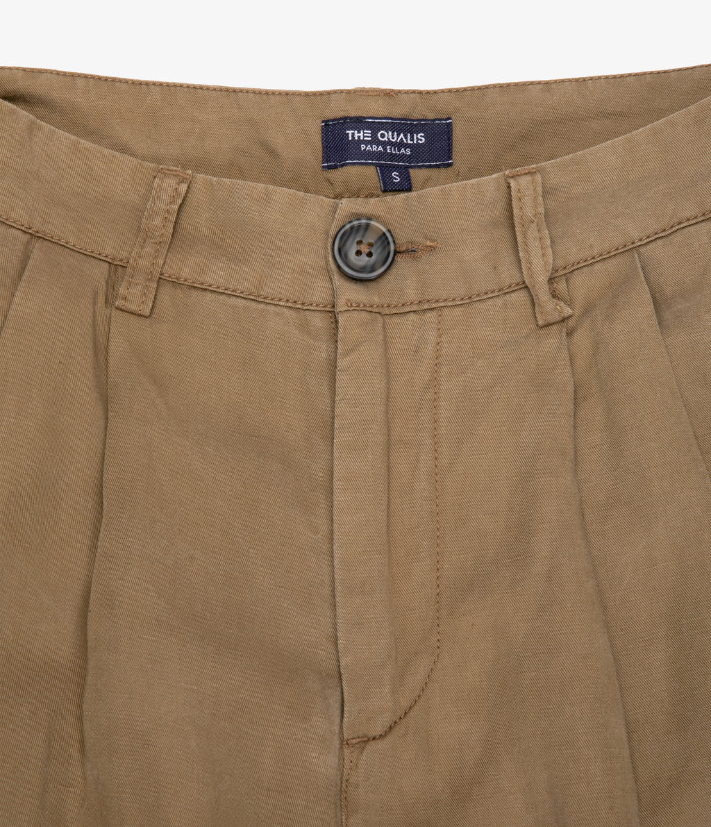 Pantalón Mujer Sastrero Lyocell Lino Alana Beige