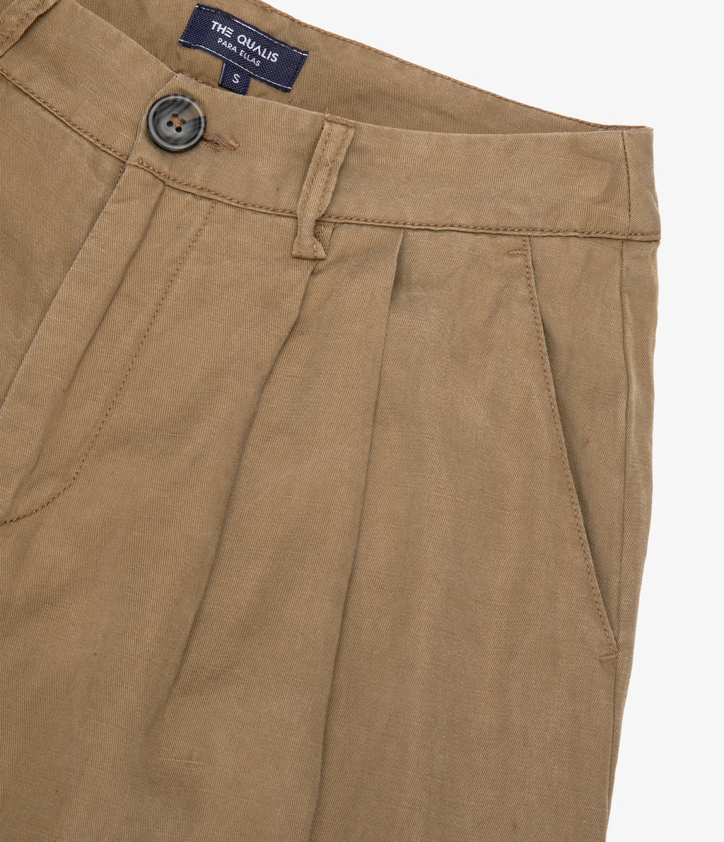Pantalón Mujer Sastrero Lyocell Lino Alana Beige