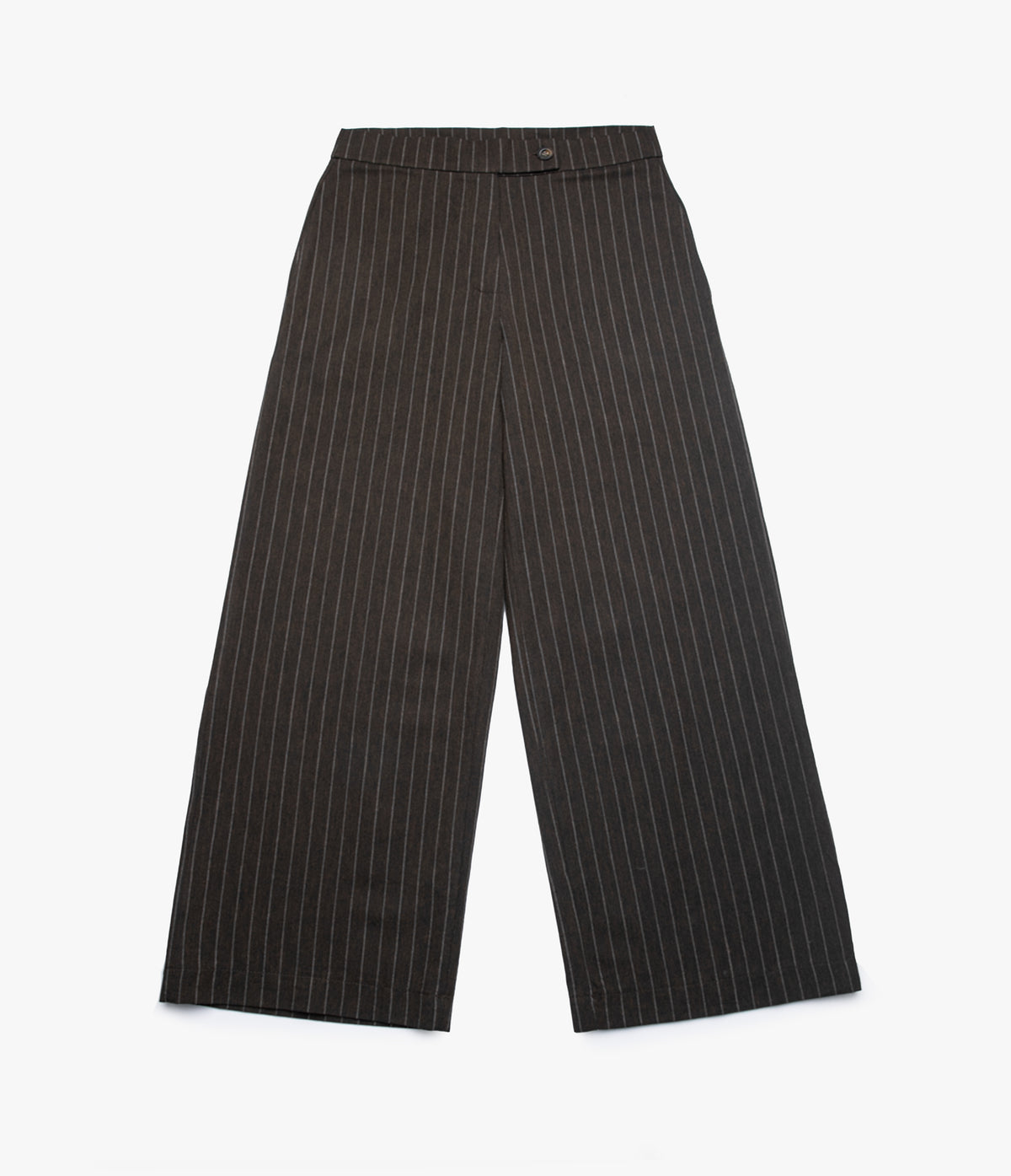 Pantalón Mujer Lino Milan Café Rayado