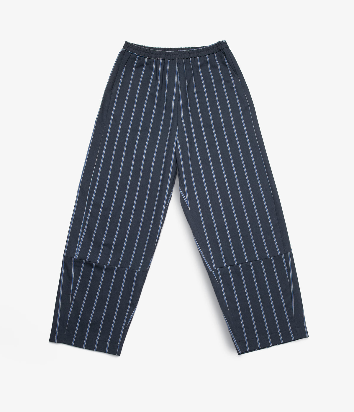 Pantalón Mujer Lino Baggy Rayas Azul Verona