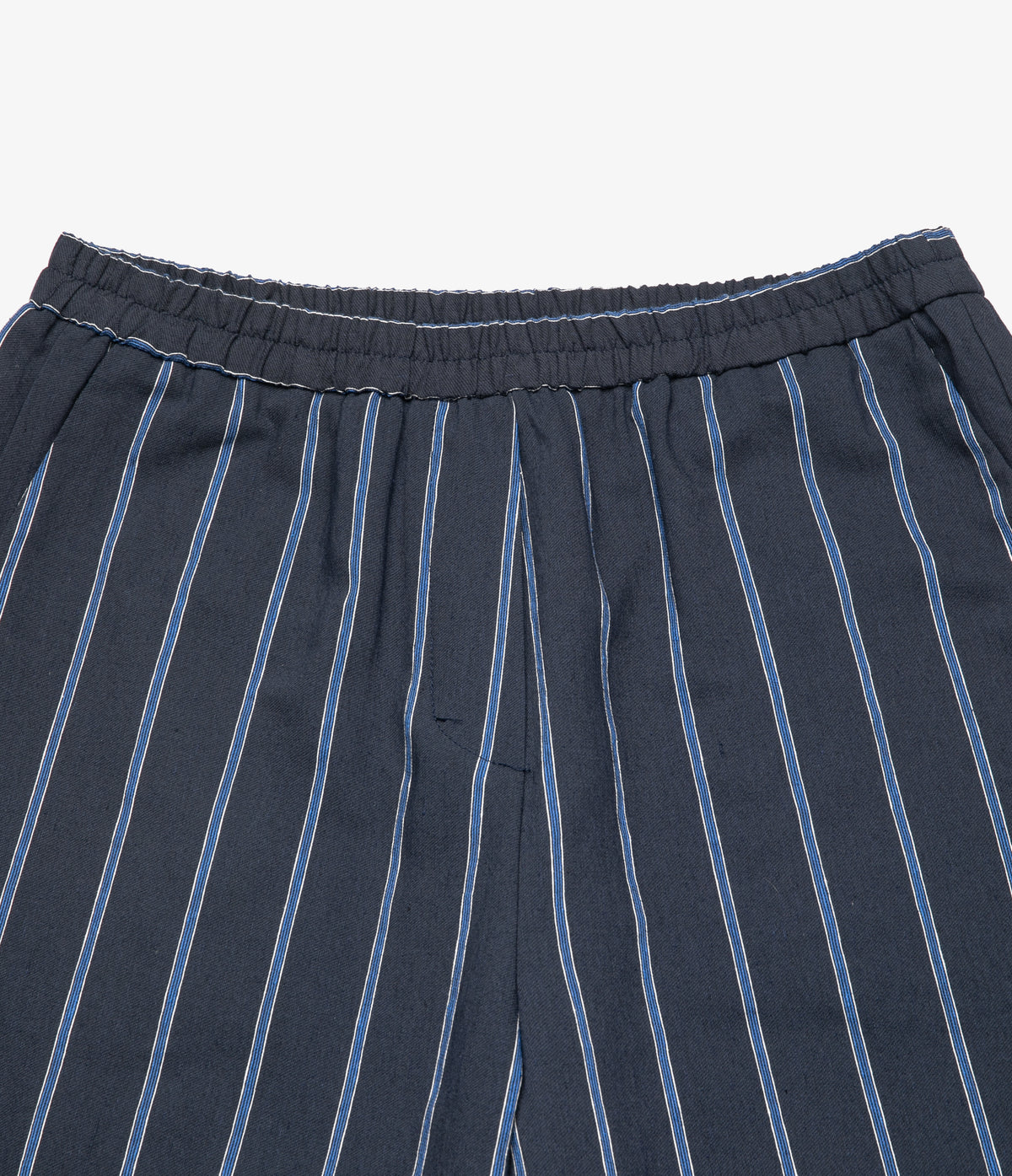 Pantalón Mujer Lino Baggy Rayas Azul Verona