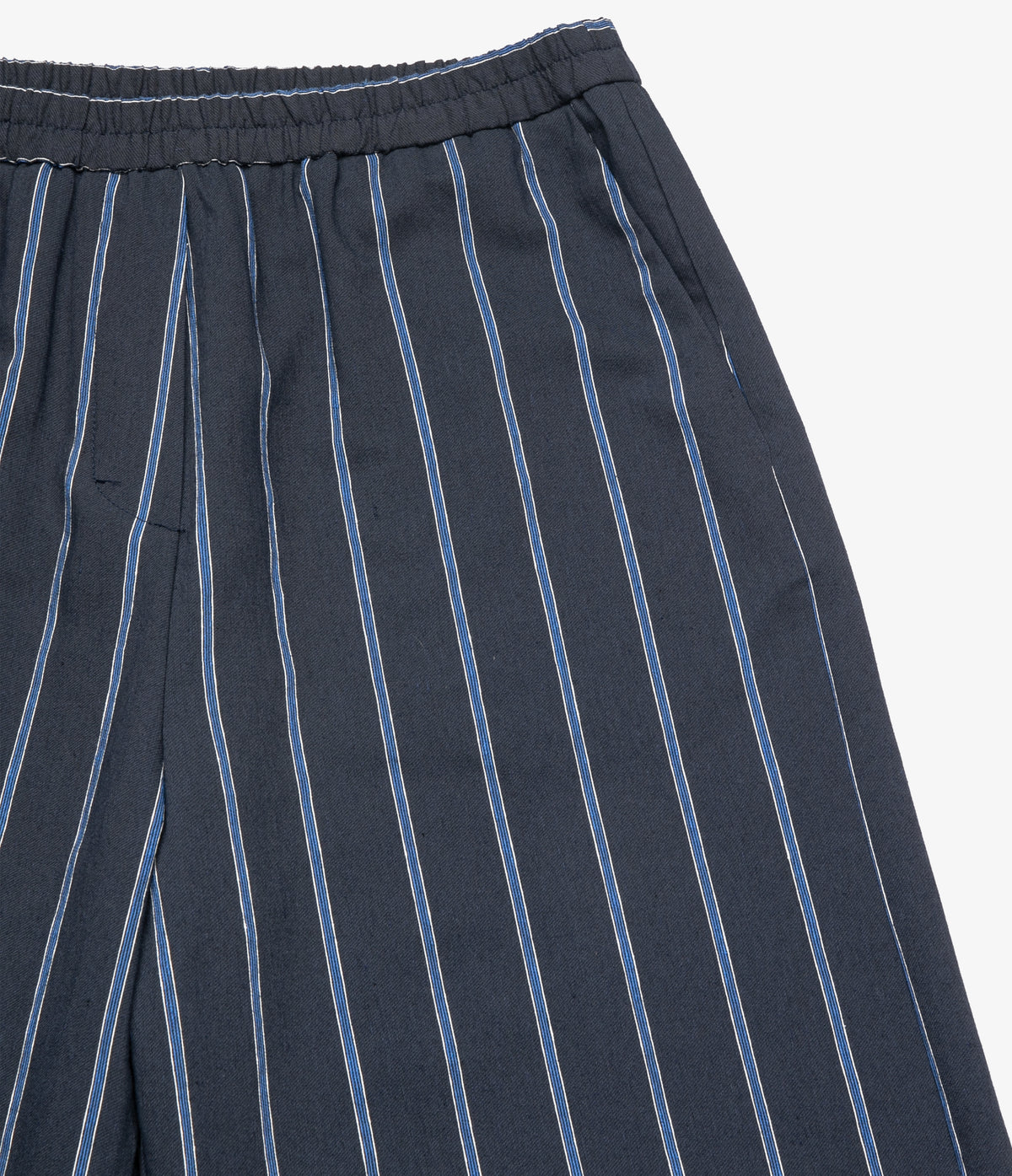 Pantalón Mujer Lino Baggy Rayas Azul Verona