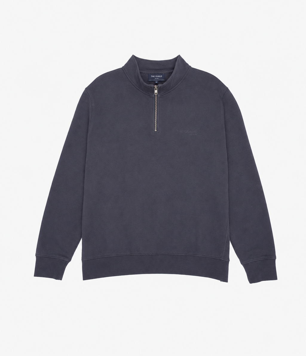 Polerón Hombre Algodón Half Zipper Teo Azul Marino