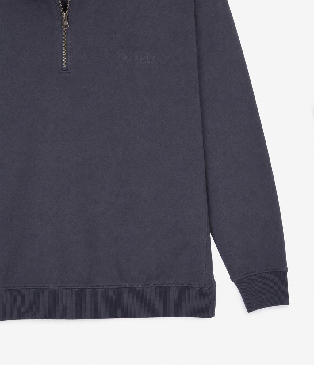 Polerón Hombre Algodón Half Zipper Teo Azul Marino